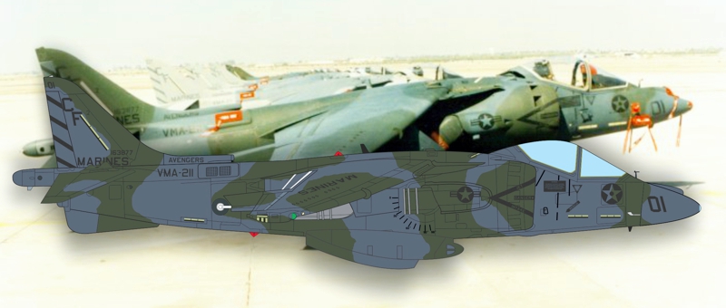 McDonnell-Douglas AV-8B(N/A) Harrier II Night Attack, VMA-211 “Wake Island Avengers”, MCAS Yuma, 1990.