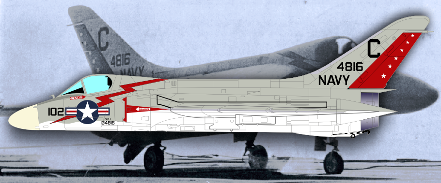 F4D-1 Skyray, 134911/NP310, VF-213 “Black Lions”, USS Lexington, July 1958.